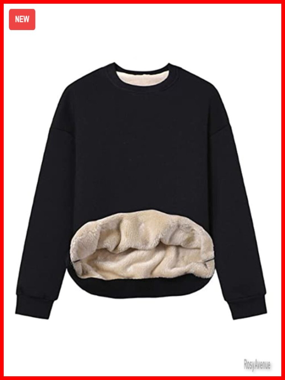 Fleece Sherpa Lined Crewneck Pullover Sweatshirt Winter Warm Thermal